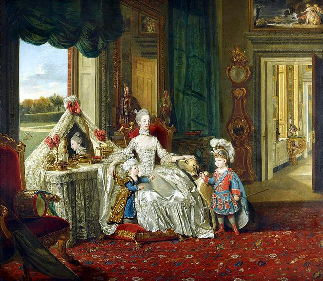 Johann Zoffany Queen Charlotte with her Two Eldest Sons Sweden oil painting art